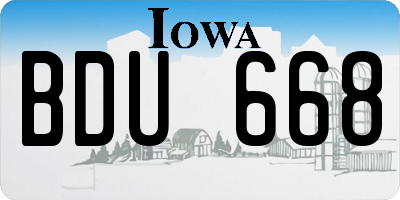 IA license plate BDU668