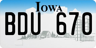 IA license plate BDU670