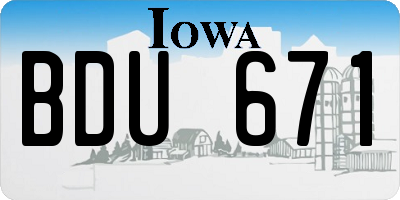 IA license plate BDU671