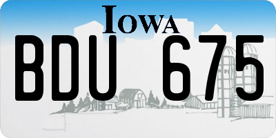 IA license plate BDU675