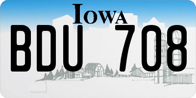 IA license plate BDU708