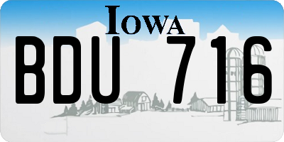 IA license plate BDU716