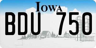 IA license plate BDU750