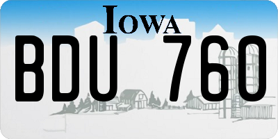 IA license plate BDU760
