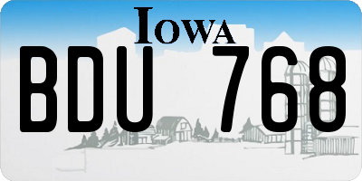 IA license plate BDU768