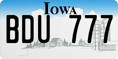 IA license plate BDU777