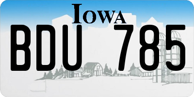 IA license plate BDU785