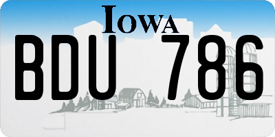 IA license plate BDU786