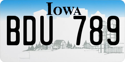 IA license plate BDU789