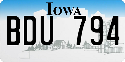 IA license plate BDU794