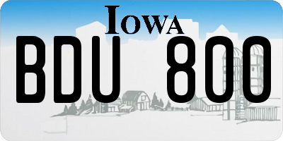 IA license plate BDU800