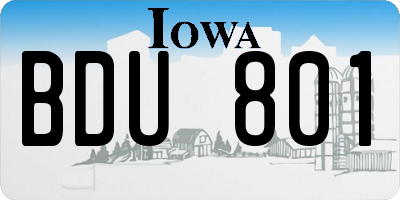 IA license plate BDU801