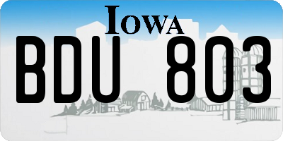 IA license plate BDU803