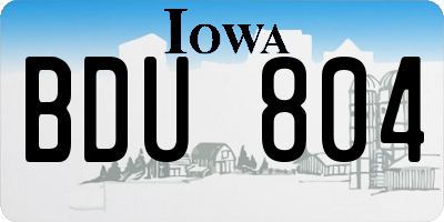 IA license plate BDU804