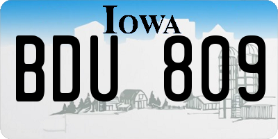 IA license plate BDU809