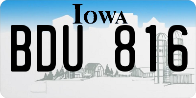 IA license plate BDU816