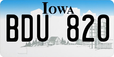 IA license plate BDU820