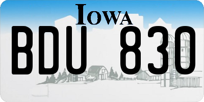 IA license plate BDU830
