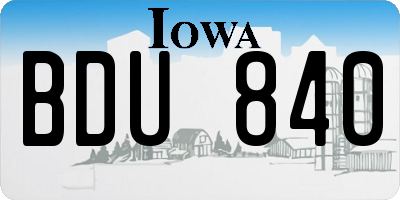 IA license plate BDU840