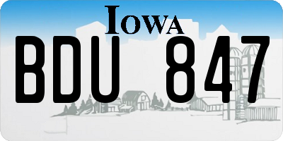 IA license plate BDU847
