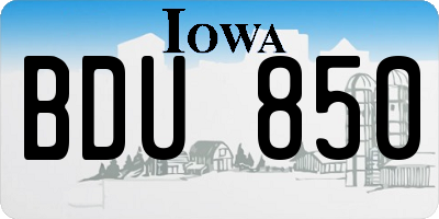 IA license plate BDU850