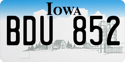 IA license plate BDU852