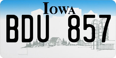 IA license plate BDU857