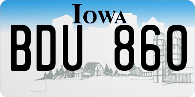 IA license plate BDU860