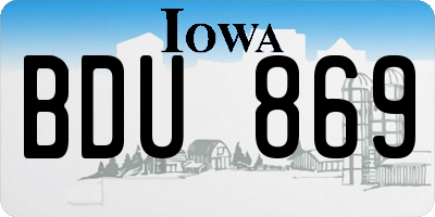 IA license plate BDU869