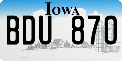 IA license plate BDU870