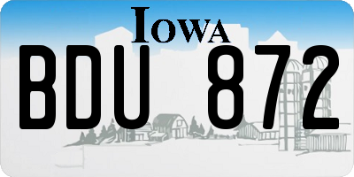 IA license plate BDU872