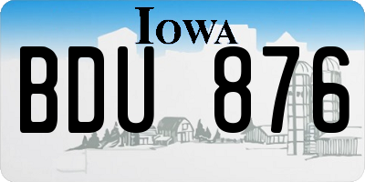 IA license plate BDU876