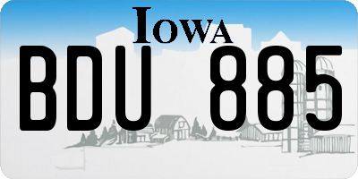 IA license plate BDU885