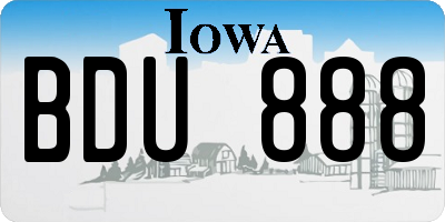 IA license plate BDU888