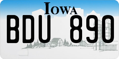 IA license plate BDU890
