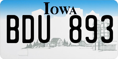 IA license plate BDU893