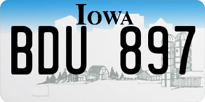 IA license plate BDU897