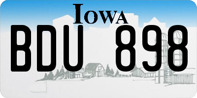 IA license plate BDU898