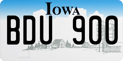 IA license plate BDU900