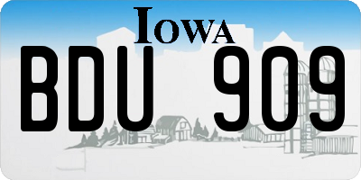 IA license plate BDU909