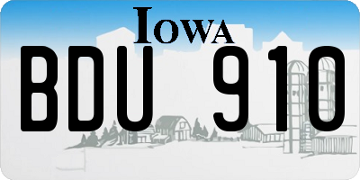 IA license plate BDU910