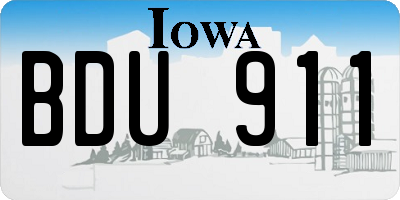 IA license plate BDU911