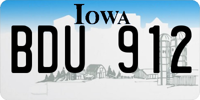 IA license plate BDU912