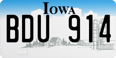 IA license plate BDU914