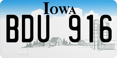 IA license plate BDU916