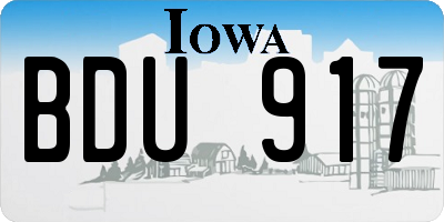 IA license plate BDU917