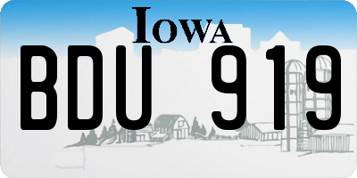 IA license plate BDU919