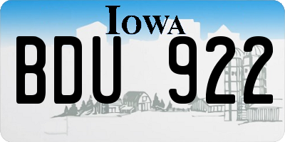 IA license plate BDU922