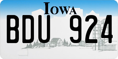 IA license plate BDU924