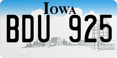IA license plate BDU925